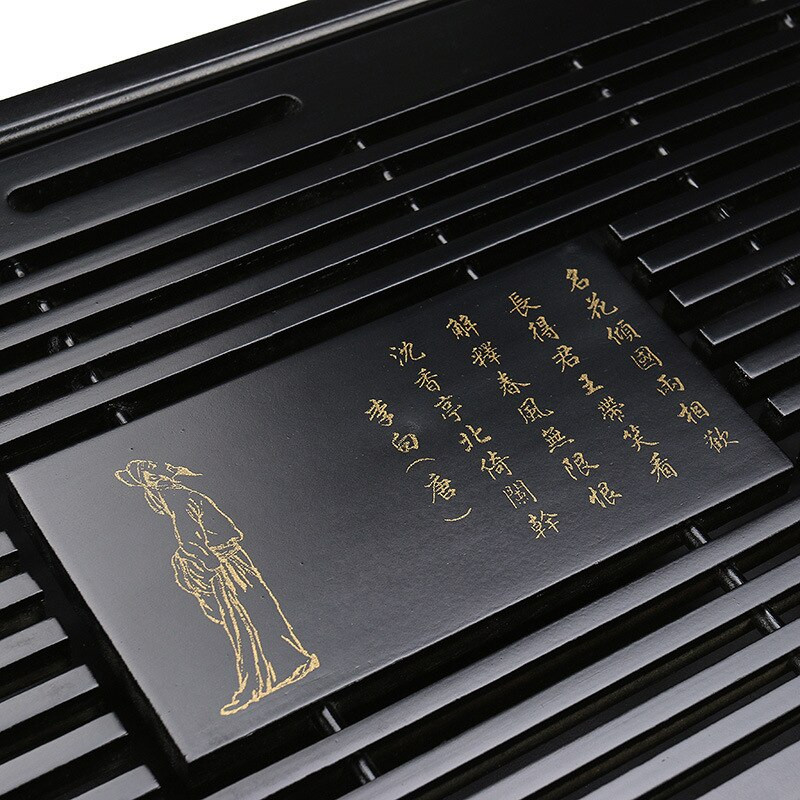 Tömör fa teástálca KungFu teáskészlet fiók Kínai vízelvezető asztal teástálca 43X27X5,5cm