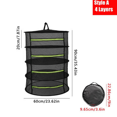 Δίχτυ στεγνώματος 2/4/6 στρώσεων για βότανα Κρεμαστό καλάθι πτυσσόμενο στεγνό ράφι βοτάνων Δίχτυ στεγνωτήριο πλέγμα τσάντας για μπουμπούκια λουλουδιών Φυτά οργάνωση