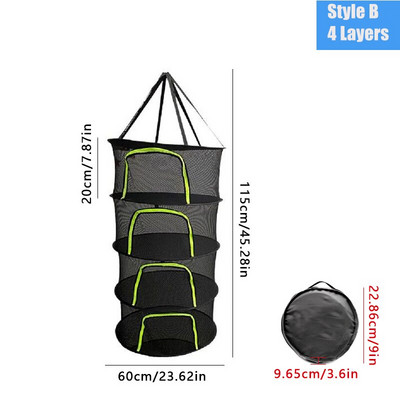 Δίχτυ στεγνώματος 2/4/6 στρώσεων για βότανα Κρεμαστό καλάθι πτυσσόμενο στεγνό ράφι βοτάνων Δίχτυ στεγνωτήριο πλέγμα τσάντας για μπουμπούκια λουλουδιών Φυτά οργάνωση