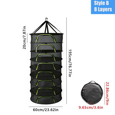 Δίχτυ στεγνώματος 2/4/6 στρώσεων για βότανα Κρεμαστό καλάθι πτυσσόμενο στεγνό ράφι βοτάνων Δίχτυ στεγνωτήριο πλέγμα τσάντας για μπουμπούκια λουλουδιών Φυτά οργάνωση