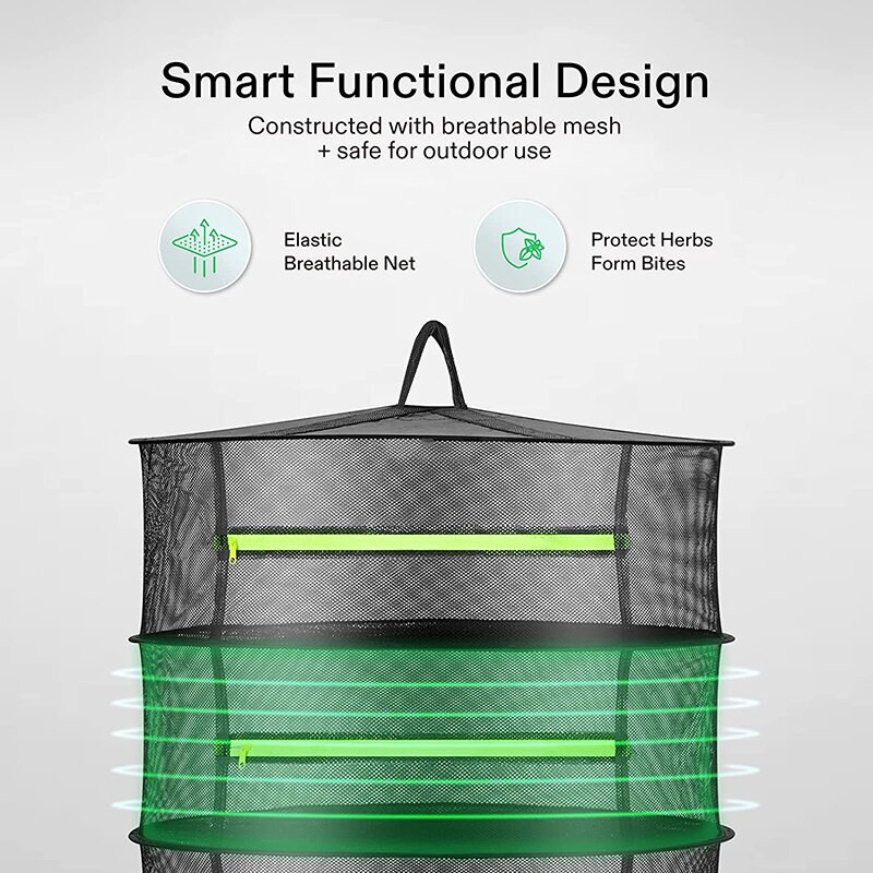 Δίχτυ στεγνώματος 2/4/6 στρώσεων για βότανα Κρεμαστό καλάθι πτυσσόμενο στεγνό ράφι βοτάνων Δίχτυ στεγνωτήριο πλέγμα τσάντας για μπουμπούκια λουλουδιών Φυτά οργάνωση
