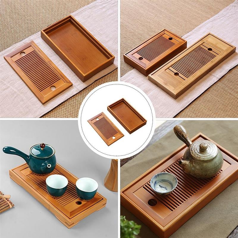 1 бр. Бамбукова поднос за сервиране на чай Деликатна маса за чай Домакински бамбуков поднос за чай Kung-Fu Комплект за чай Китайска чайна Дъска за церемония Инструменти