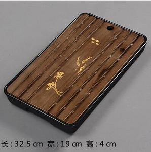 1PC Бамбукова тава за чай Дренаж за съхранение на вода Kung Fu Чаен сервиз Стайна дъска Маса Китайска чайна чаша Инструменти за церемония Сервиз за чай MF 027