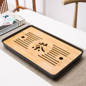 Bambuko arbatos padėklas drenažo vandens laikymas Kungfu arbatos rinkinys Svetainė Kavos staliukas Nutekėjimo padėklas laikymo reikmenys Melamino arbatos padėklas