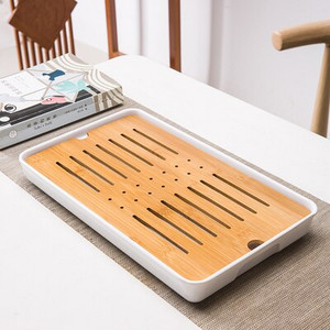 Bambuko arbatos padėklas drenažo vandens laikymas Kungfu arbatos rinkinys Svetainė Kavos staliukas Nutekėjimo padėklas laikymo reikmenys Melamino arbatos padėklas