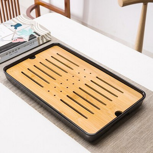 Bambuko arbatos padėklas drenažo vandens laikymas Kungfu arbatos rinkinys Svetainė Kavos staliukas Nutekėjimo padėklas laikymo reikmenys Melamino arbatos padėklas