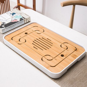 Bambuko arbatos padėklas drenažo vandens laikymas Kungfu arbatos rinkinys Svetainė Kavos staliukas Nutekėjimo padėklas laikymo reikmenys Melamino arbatos padėklas