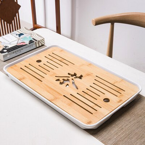 Bambuko arbatos padėklas drenažo vandens laikymas Kungfu arbatos rinkinys Svetainė Kavos staliukas Nutekėjimo padėklas laikymo reikmenys Melamino arbatos padėklas