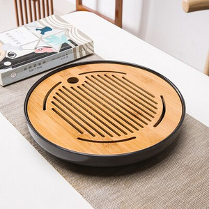 Bambuko arbatos padėklas drenažo vandens laikymas Kungfu arbatos rinkinys Svetainė Kavos staliukas Nutekėjimo padėklas laikymo reikmenys Melamino arbatos padėklas