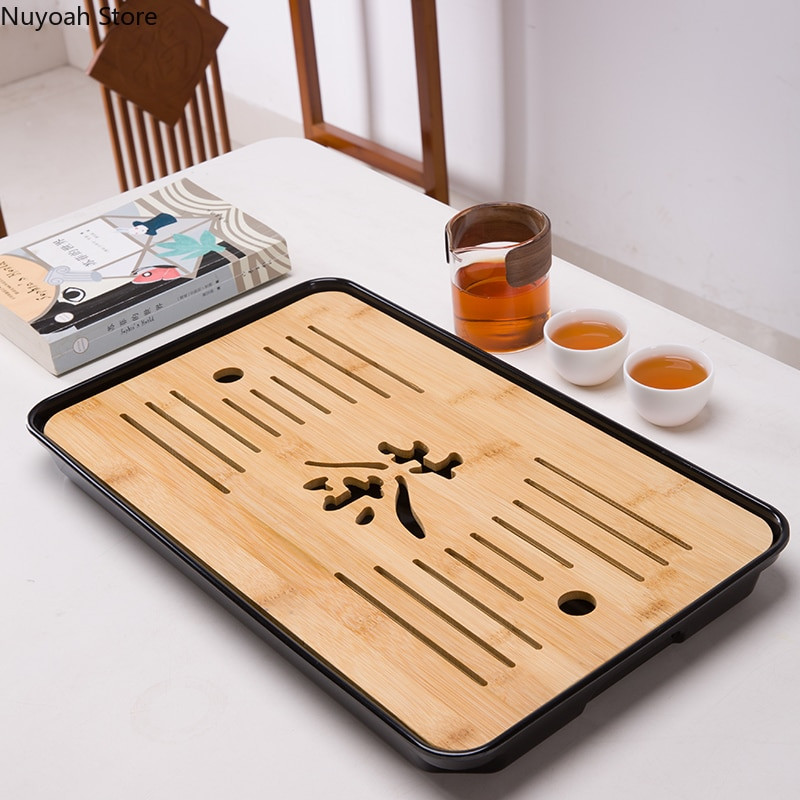 Bambuko arbatos padėklas drenažo vandens laikymas Kungfu arbatos rinkinys Svetainė Kavos staliukas Nutekėjimo padėklas laikymo reikmenys Melamino arbatos padėklas