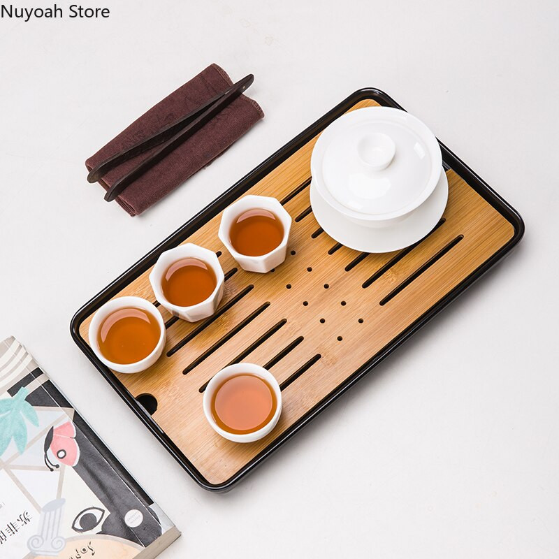 Bambuko arbatos padėklas drenažo vandens laikymas Kungfu arbatos rinkinys Svetainė Kavos staliukas Nutekėjimo padėklas laikymo reikmenys Melamino arbatos padėklas