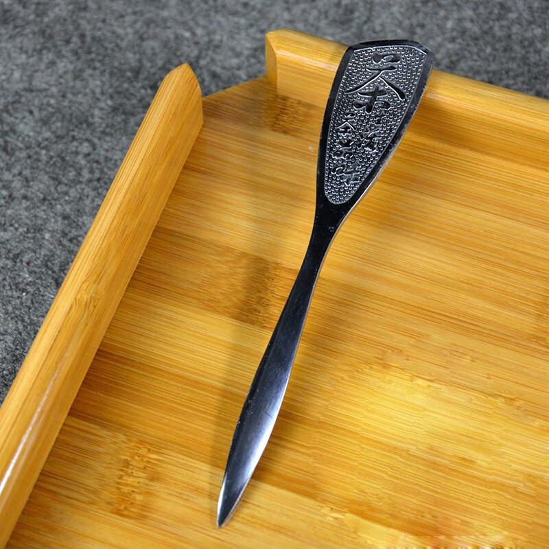 Естествен кунг-фу Бамбуков поднос за чай + лъжица + нож Комплект дъски за чай пуер за показване на da hong pao Инструменти за чаена церемония Аксесоари