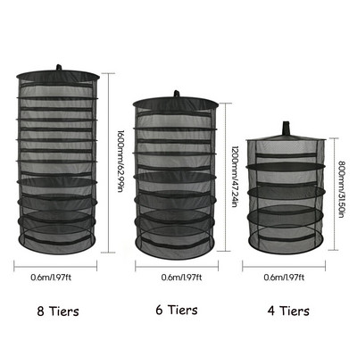 Мрежа за сушене на билки 8 слоя Сгъваема висяща кошница Поставка за сушене на билки Затваряне с цип Суха мрежа за пъпки Боб Растение Цвете Зеленчук