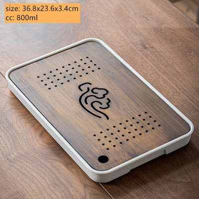 1PC Античен домакински бамбуков поднос за чай Дренаж за съхранение на вода Сух поднос с мехурчета чай Инструменти за китайска чаена церемония Сервизи за чай Консумативи