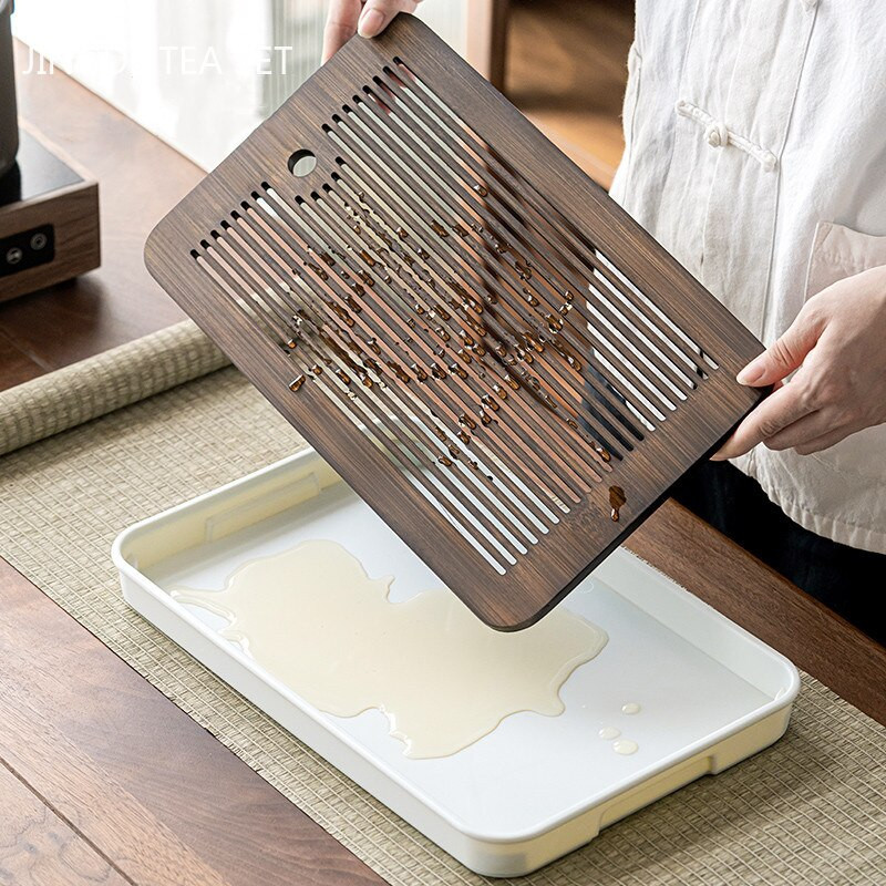 1PC Античен домакински бамбуков поднос за чай Дренаж за съхранение на вода Сух поднос с мехурчета чай Инструменти за китайска чаена церемония Сервизи за чай Консумативи