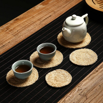 Подложка за подложка за чайник Естествени влакна от луфа, абсорбиращи вода Чаша за чай Подложка Чаена посуда Творчески комплект за чай Kung Fu Аксесоари за церемония Начало 3 БР.