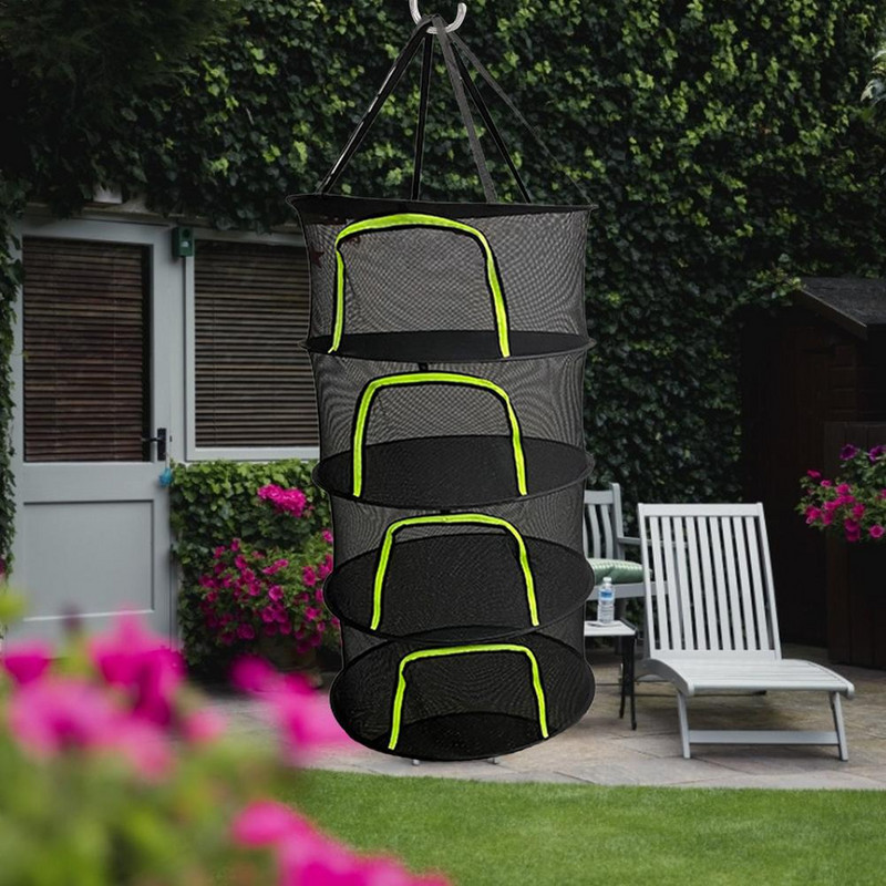 4-слойна висяща мрежа за сушене на растения, херметичен цип, тел за сушене на растения за билки, зеленчуци и плодове, сушене на засаждане, палатки