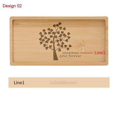 Testreszabható gravírozott szöveg/logó téglalap bambusz alátét Mini desszerttálca Személyre szabott ajándékok Asztali dekor szigetelt alátétek