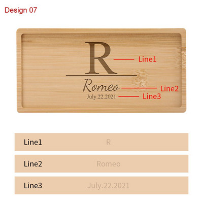 Testreszabható gravírozott szöveg/logó téglalap bambusz alátét Mini desszerttálca Személyre szabott ajándékok Asztali dekor szigetelt alátétek