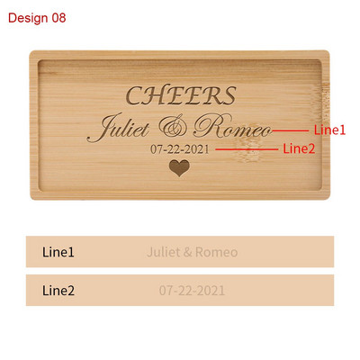 Testreszabható gravírozott szöveg/logó téglalap bambusz alátét Mini desszerttálca Személyre szabott ajándékok Asztali dekor szigetelt alátétek