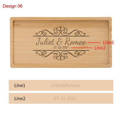 Testreszabható gravírozott szöveg/logó téglalap bambusz alátét Mini desszerttálca Személyre szabott ajándékok Asztali dekor szigetelt alátétek