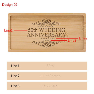 Testreszabható gravírozott szöveg/logó téglalap bambusz alátét Mini desszerttálca Személyre szabott ajándékok Asztali dekor szigetelt alátétek