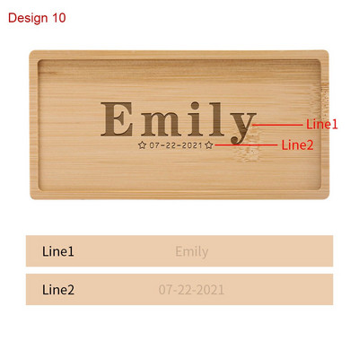 Testreszabható gravírozott szöveg/logó téglalap bambusz alátét Mini desszerttálca Személyre szabott ajándékok Asztali dekor szigetelt alátétek