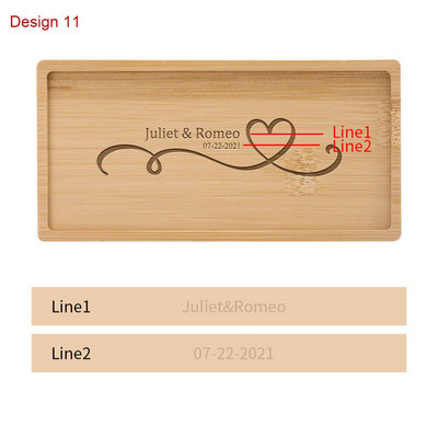 Testreszabható gravírozott szöveg/logó téglalap bambusz alátét Mini desszerttálca Személyre szabott ajándékok Asztali dekor szigetelt alátétek
