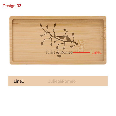 Testreszabható gravírozott szöveg/logó téglalap bambusz alátét Mini desszerttálca Személyre szabott ajándékok Asztali dekor szigetelt alátétek