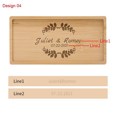 Testreszabható gravírozott szöveg/logó téglalap bambusz alátét Mini desszerttálca Személyre szabott ajándékok Asztali dekor szigetelt alátétek
