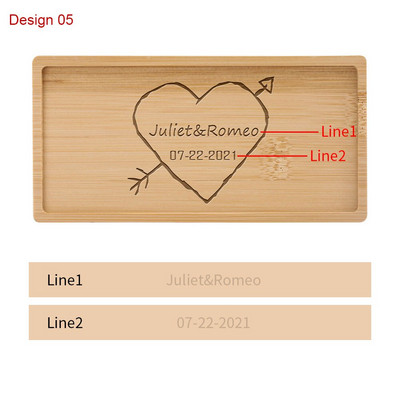 Testreszabható gravírozott szöveg/logó téglalap bambusz alátét Mini desszerttálca Személyre szabott ajándékok Asztali dekor szigetelt alátétek