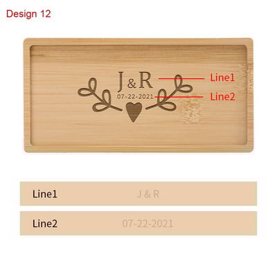 Testreszabható gravírozott szöveg/logó téglalap bambusz alátét Mini desszerttálca Személyre szabott ajándékok Asztali dekor szigetelt alátétek