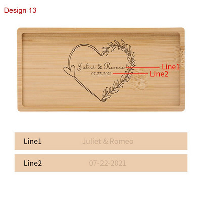 Testreszabható gravírozott szöveg/logó téglalap bambusz alátét Mini desszerttálca Személyre szabott ajándékok Asztali dekor szigetelt alátétek