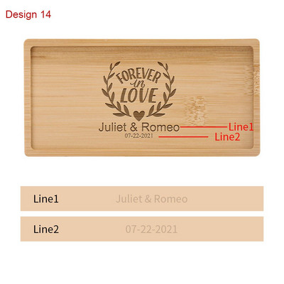 Testreszabható gravírozott szöveg/logó téglalap bambusz alátét Mini desszerttálca Személyre szabott ajándékok Asztali dekor szigetelt alátétek