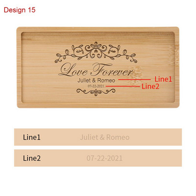 Testreszabható gravírozott szöveg/logó téglalap bambusz alátét Mini desszerttálca Személyre szabott ajándékok Asztali dekor szigetelt alátétek