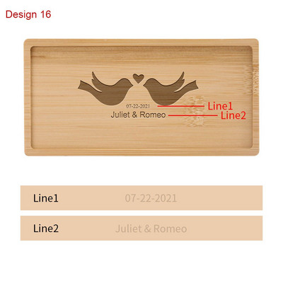 Testreszabható gravírozott szöveg/logó téglalap bambusz alátét Mini desszerttálca Személyre szabott ajándékok Asztali dekor szigetelt alátétek