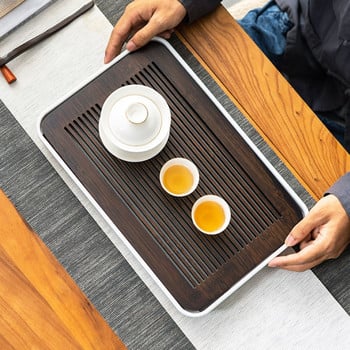 Китайски бамбук Меламин Малка маса за чай Чаен сервиз Тава Дренаж Съхранение на вода Кунг-фу Чаен комплект Домакинска проста тава за чай Чай Море