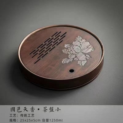 Capacitate mare de stocare a apei Tavă de ceai din bambus Tavă rotundă pentru ceai Set de ceai chinezesc Kung-Fu Instrumente tradiționale de ceai din bambus de epocă