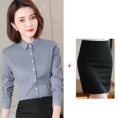 Costum de femeie elegant de cămașă și fustă sau cămașă și pantaloni