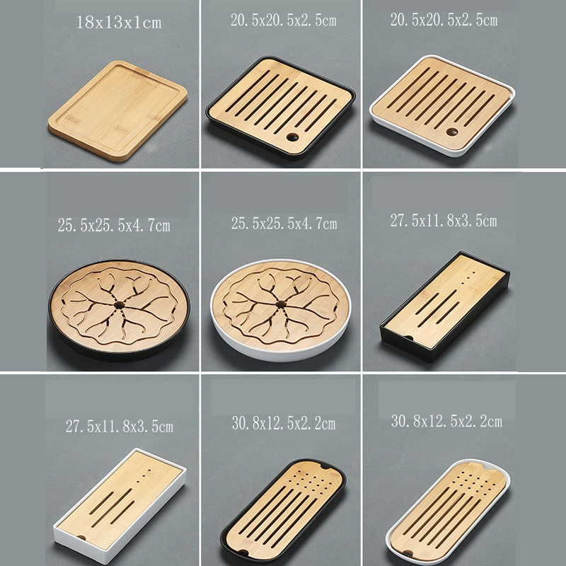 Több kínai bambusz teatálca Kung Fu teátálcás asztal lefolyótartóval Teatálalókészlet Konyhai teaszertartási kiegészítők