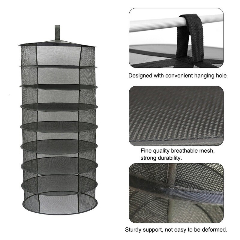 Gyógynövényszárító háló 4/6/8 rétegű összecsukható szövet horgászháló Függő kosár száraz állványos táska hálós szárító fűszernövényekhez Virágok Növények Rügyek