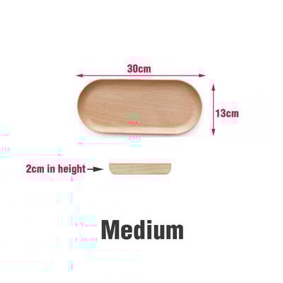 Поднос от естествена дървесина Букова дървесина с овална форма Поднос за сервиране от масивно дърво Издръжлив плосък поднос Поставка за сервиране на храна, кафе и чай