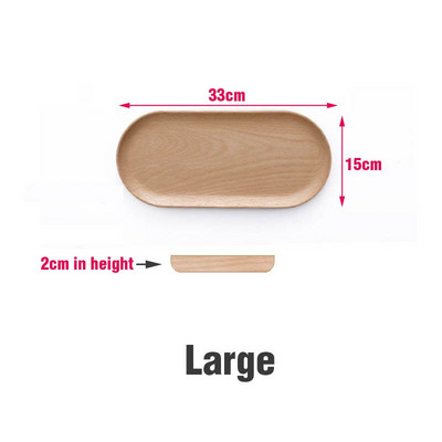 Поднос от естествена дървесина Букова дървесина с овална форма Поднос за сервиране от масивно дърво Издръжлив плосък поднос Поставка за сервиране на храна, кафе и чай