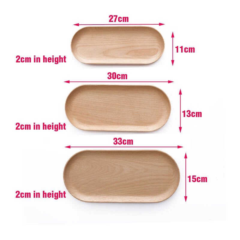 Поднос от естествена дървесина Букова дървесина с овална форма Поднос за сервиране от масивно дърво Издръжлив плосък поднос Поставка за сервиране на храна, кафе и чай