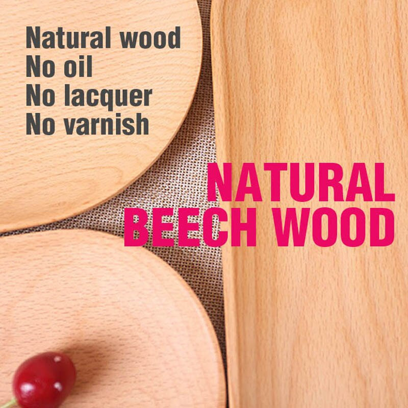 Поднос от естествена дървесина Букова дървесина с овална форма Поднос за сервиране от масивно дърво Издръжлив плосък поднос Поставка за сервиране на храна, кафе и чай