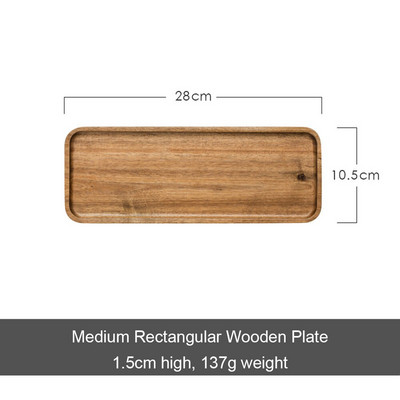 Medinis padėklas Medžio masyvo stačiakampė pusryčių lėkštė sušių užkandžių duona desertas kepsnių pyragas Lengvai nešiojamas Daugiafunkcis