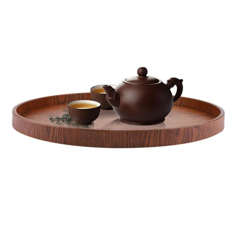 Tavă rotundă de servire din lemn natural Farfurie din lemn Ceai Mâncare Vese platou apă Băutură Fructe Desert Prajituri Gustare Bomboane Plato 37,5 cm