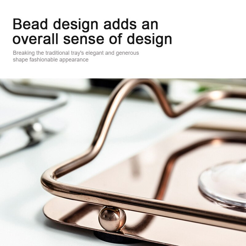 Veliki pravokutni pladanj s ručkom, zlatni/srebrni pladnji za posluživanje, ukrasni luksuzni pladanj za čaj, dekoracija stolića za kavu