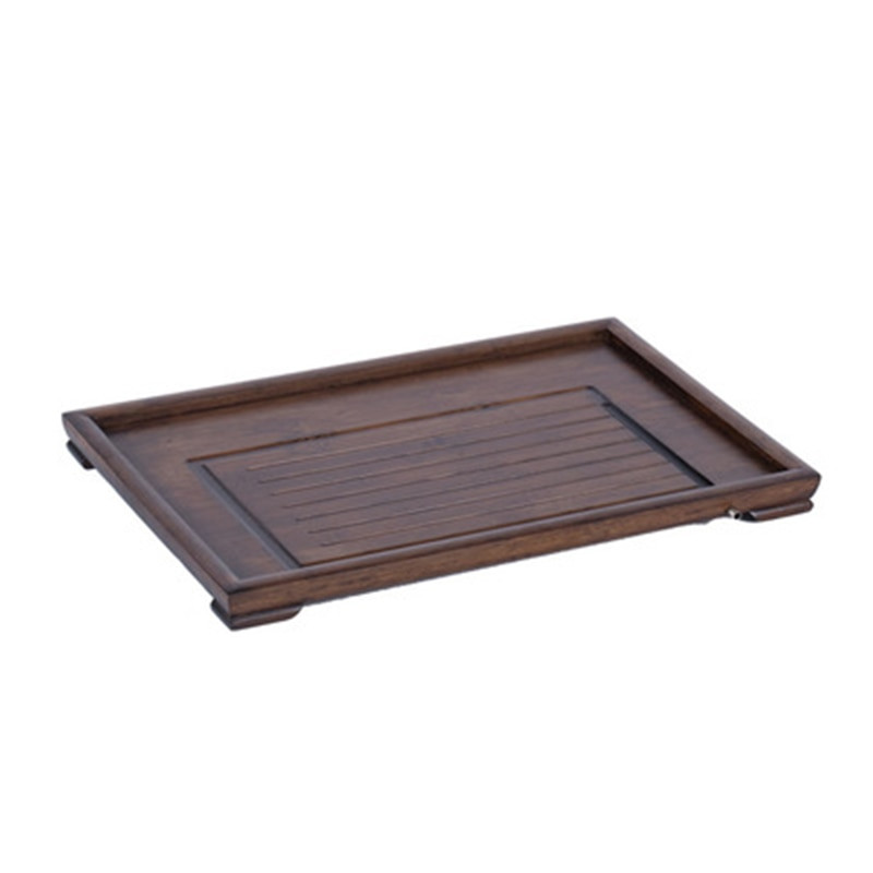 Stačiakampis natūralaus bambuko medžio arbatos padėklas Kinų arbatos kambarys Drenažo vandens laikymo arbatos rinkinys Paprastas graikinių riešutų arbatos stalas