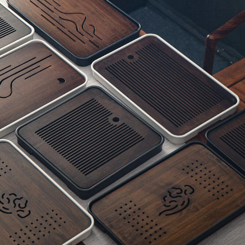 Бамбукова поднос за чай Домашно Съхранение във всекидневна Японски правоъгълни съдове за чай